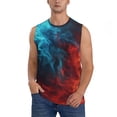 thumbnail image 2 of Lsque Red And Blue Fire Print Men's Cotton Blend Sleeveless Muscle Shirts (S-3XL)- Moisture Wicking, Odor Protection, UPF 30+,3X-Large, 2 of 8