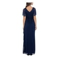 thumbnail image 2 of B&A  BY BETSY & ADAM Womens Navy Embellished Zippered Ruched  Cascading Ruffle Flutter Sleeve Boat Neck Full-Length Formal Gown Dress 8, 2 of 5