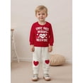 thumbnail image 5 of BemeyourBBs Toddler Baby Boys Girls Valentines Day Outfit Spring Fall Winter Clothes Mommy is My Valentine Letters Printed Long Sleeve Pullover Sweatshirt Jogger Pants Set Sweatsuit, 5 of 9