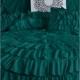 thumbnail image 3 of DNG Creations 3 Piece Luxury Circle Ruffle Comforter with 1 Freebie Ruffle Pillow All-season 550 GSM 800TC, 100% Egyptian Cotton ( Oversized Queen Size ) Solid Teal Colour, 3 of 5