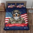 thumbnail image 2 of Happy Father's Day Honoring Veterans Australian Shepherd in Army Uniform Quilt Bedding Set Aussie Dog Lover Gifts 1 Blanket Bed Cover 2 Pillowcases - 13007, 2 of 5