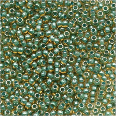 - Toho Round Seed Beads 11/0 #380 'Topaz/Mint Julep Lined' 8g