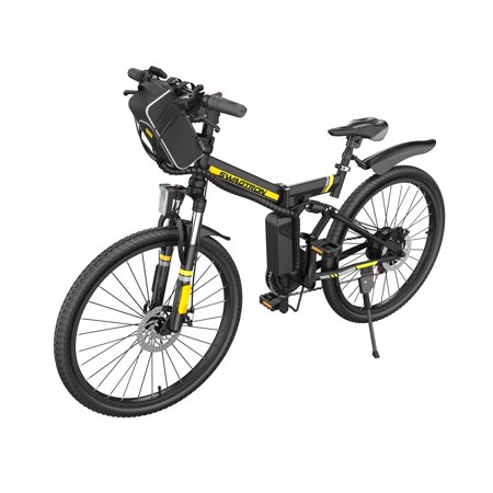 Swagtron EB16 Viper Folding Off Road Mountain Electric Bike 26” All-Terrain Ebike Brushless 350W Motor Removable Battery
