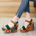 thumbnail image 5 of Fesfesfes Wedge Sandals Summer Women Open Toe Breathable Sandals Flower Buckle Strap Wedges Shoes 8(39), 5 of 7
