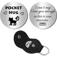thumbnail image 1 of Cat Pocket Hug Token Long Distance Relationship Keepsake Token Double Sided Pocket Token Commemorative Coin Sign with PU Keychain for Friends Women Friendship Inspirational Gift 1.2Inch, 1 of 9