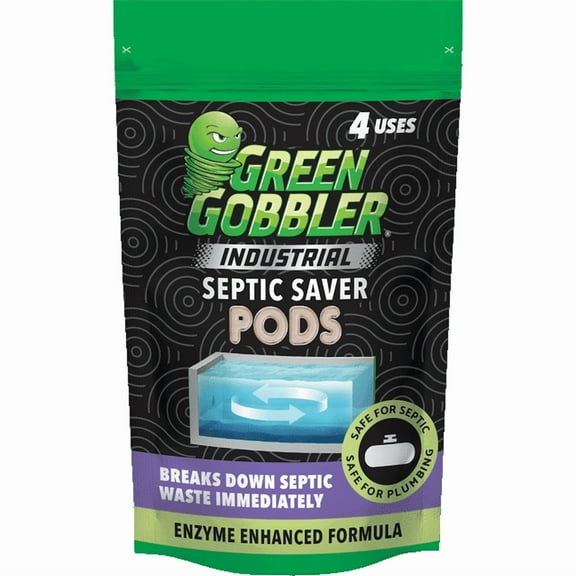 Green Gobbler Industrial Strength Septic Tank Treatment Pods - 4 Treatments, 4 Piece Count - 2 Pack