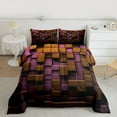 thumbnail image 2 of Feelyou Vintage Pixelate Miner Full Size Comforter Sets, Honeycomb Square Bedding Comforter Set, Chic Lattice Abstract Reversible Bedding Sets, Lightweight Room Decor, 3-Piece, 2 of 8