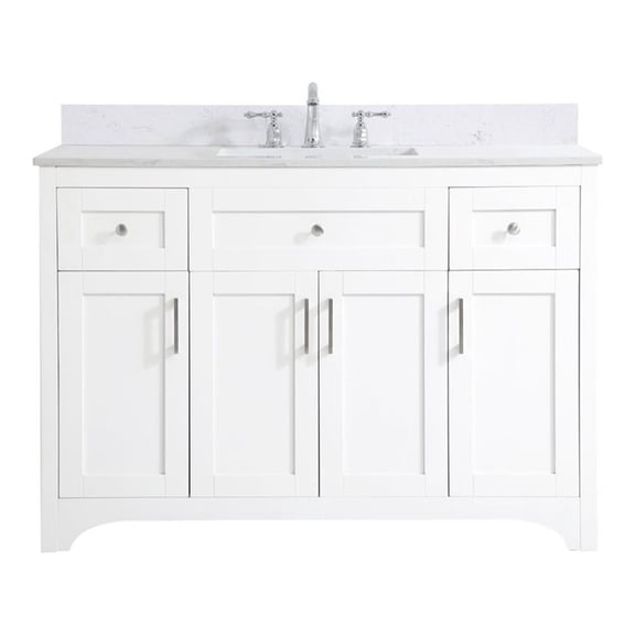 48 inch Single Bathroom Vanity in White with Backsplash