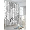 thumbnail image 3 of Shower Curtain Gray Starfish Shell Shower Curtains for Bathroom, Waterproof Polyester Shower Curtain Set with Hooks, Standard Size 66" x 72" Ocean Coral, 3 of 6
