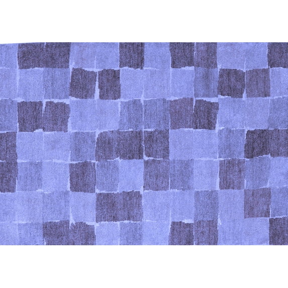 Ahgly Company Indoor Rectangle Checkered Blue Modern Area Rugs, 2' x 5'