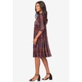 thumbnail image 3 of Roaman's Women's Plus Size Petite Plus Size 3/4 Sleeve Boatneck Swing Dress, 3 of 5
