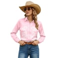 thumbnail image 2 of Western Shirts for Women Cowgirl Cowboy Floral Print Button Down Shirt Long Sleeve Snap Spring Fall Pink Outfits M, 2 of 6