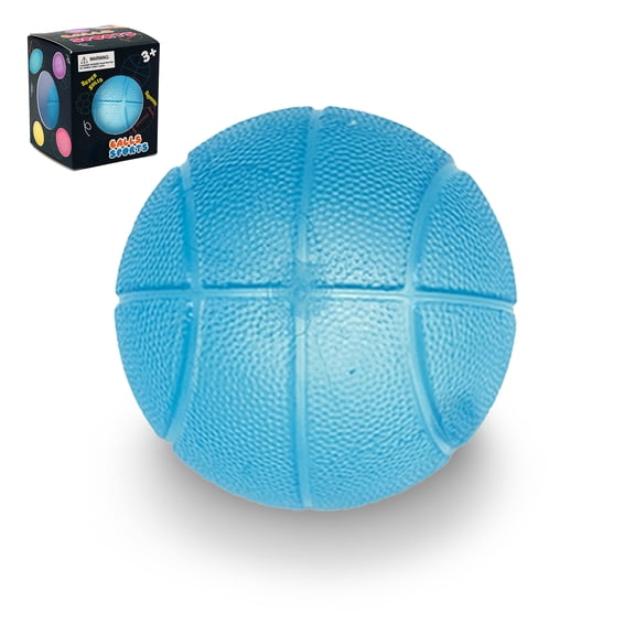 Basketball Shape Squeeze Toys for Kids Adults, Soft Silicone Slow Rising Stress Ball, Sensory Fidget Toy Autism ADHD Anxiety Relief, Home Office Fun Decor, Blue