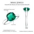 thumbnail image 6 of Rosec Jewels Lab Grown Emerald Engagement Ring for Women - 8 mm Cushion Cut Emerald Ring - AAAA Quality - With Jewelry Box, 18K White Gold, US 11.00, 6 of 7