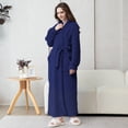 thumbnail image 4 of AMITOFO Long Robes for Women, Soft Fluffy Fleece Bath Robe with Front Pocket, Winter Warm Plush Lapel Women's Robes, Adjustable Belt, 4 of 8
