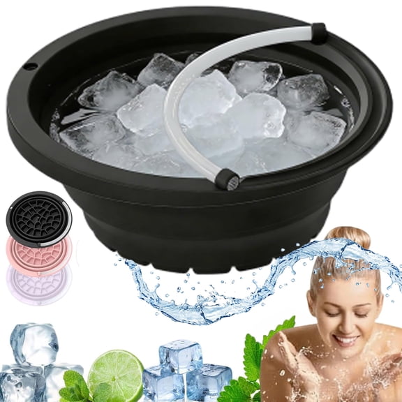 2026 Upgraded Face Bowl for Ice - Foldable Silicone Facial Ice Bath Bowl, Facial Cold Plunge with Breathing Tubes for Skin Tightening, Skincare Routine, Foldable Wash Basin (Black)