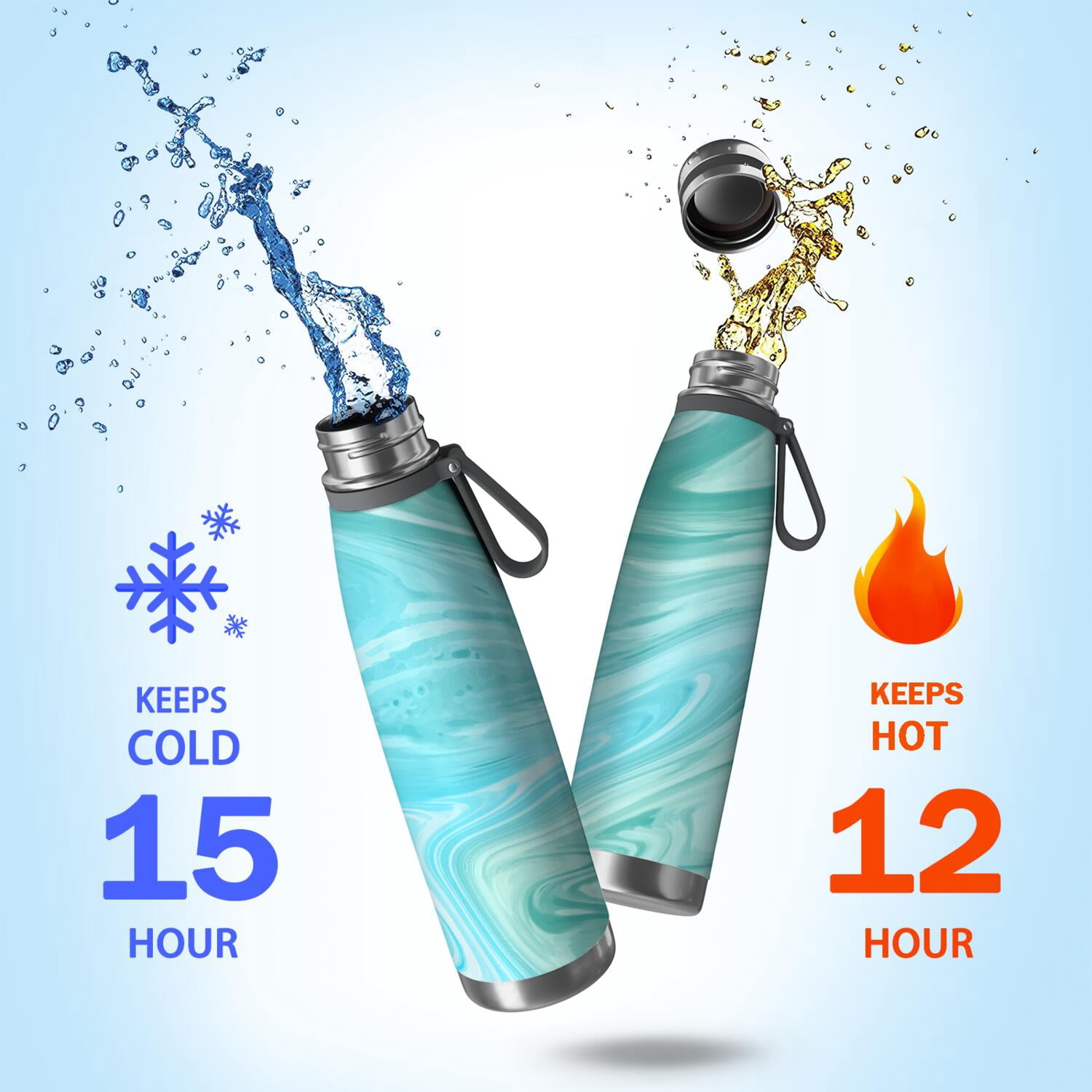 29oz Insulated Water Bottle with Tea Infuser, Stainless Steel Travel Mug, Liquid & Marble Print