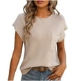 thumbnail image 1 of AherBiu Hauts en Tricot pour Femmes Manches Courtes Blouse Décontractée Habillée Col Rond Pull Ample Couleur Unie, 1 of 3