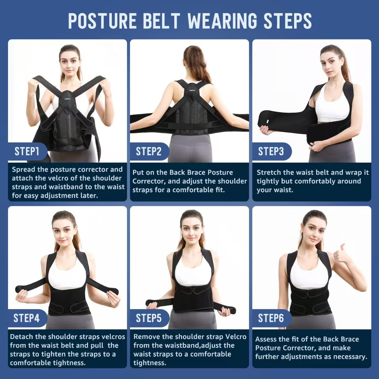 Women's back brace, men's posture corrector improves posture, waist support, lower shoulder, upper back pain relief