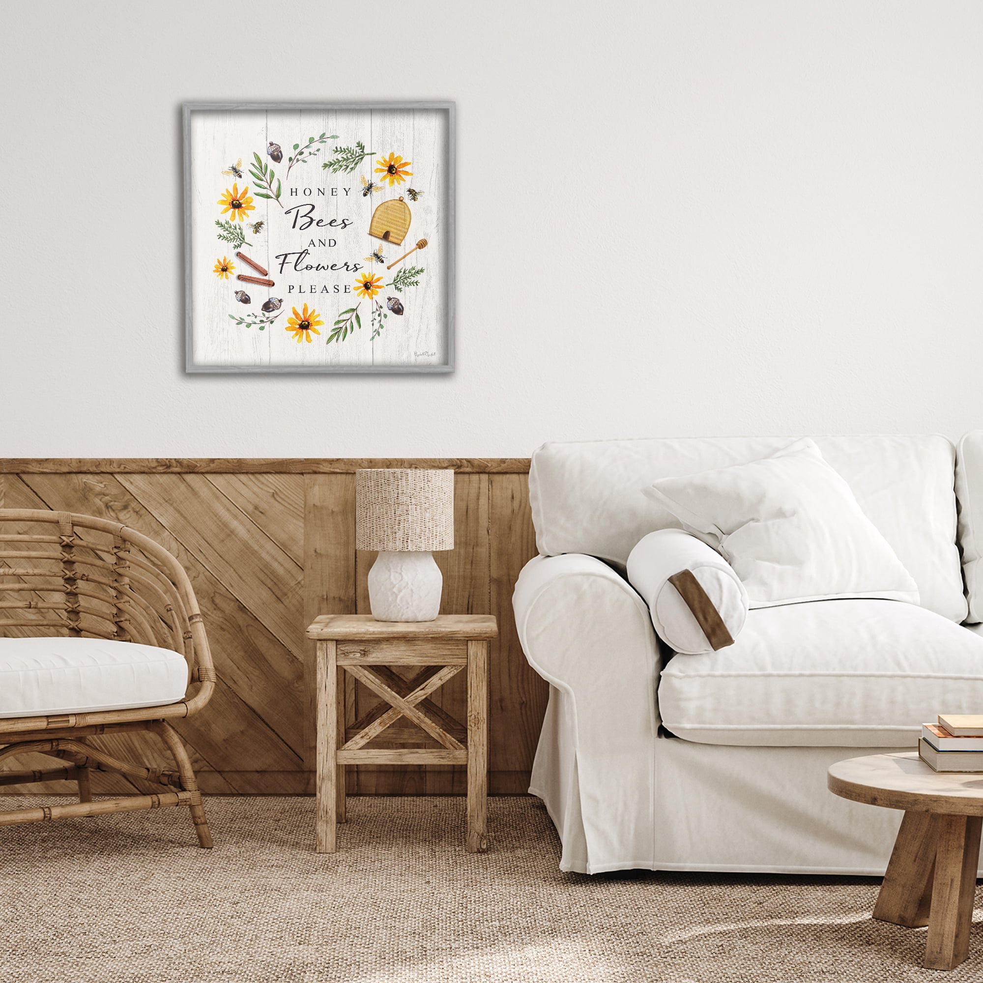 Stupell Industries Country Cottage Wreath & Quote Gray Framed Giclee Art, design by Elizabeth Tyndall