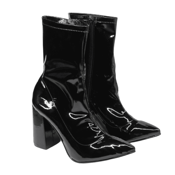 Botines De Tacón Con Punta Picuda Manhattan Grace Alley Charol Negro