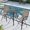 thumbnail image 4 of AMOPATIO 3-Piece Patio Swivel Bar Set - All Weather High Top Bistro Set with 2 Oversize Bar Stools & Metal Table for Backyard, Garden, Porch, Khaki, 4 of 6
