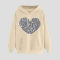 thumbnail image 2 of ZyeKqe Hoodies for Women Fleece Lined Heart Printed Hooded Sweatshirt Solid Color Comfy Loose Fitted Pullover Tops, 2 of 5