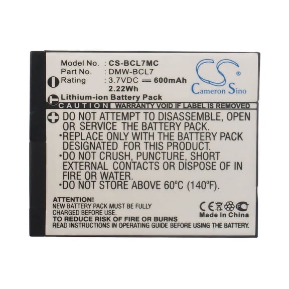 Replacement Battery For Panasonic 3.7v 600mAh/2.22Wh Camera Battery