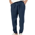 thumbnail image 1 of Pantalones largos para hombre, moda de verano, lisos, informales, con cintura elástica y bolsillos, 1 of 2