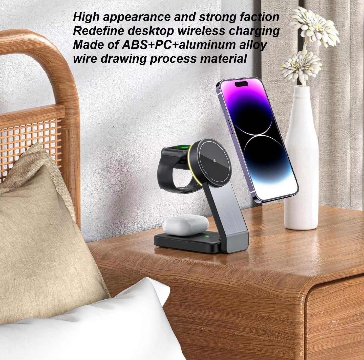 New Foldable Magnetic Three-in-One Wireless Charger Electrical Appliances Applicable iPhone Bracket Wireless Charger