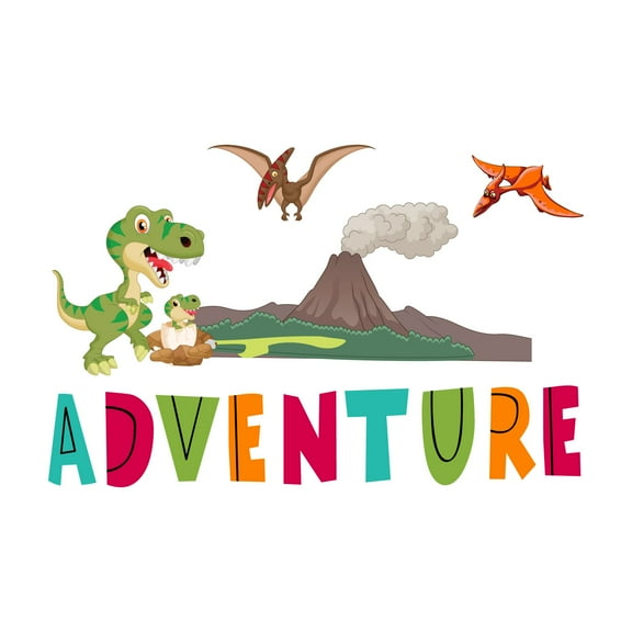 Volcanic Eruption Forest Dinosaur Egg FamilyWall Decal Decoration Adventure Joyful Cartoon Cartoon Animals Decorating Ideas for Child's Bedroom Size: 10 In(W) x 6 In(H)