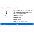 thumbnail image 2 of Upper Radiator Hose - Compatible with 2011 Land Rover Range Rover 5.0L V8 VIN D Naturally Aspirated, 2 of 2