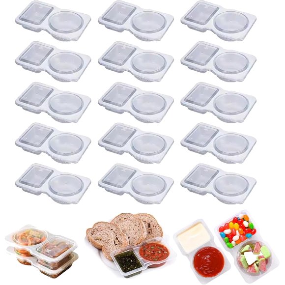 Snack Pack Container,Snack containers,Snack Box Container,Reusable Snack Packs 2 compartments,Reusable Snack containers with lids,Small Snack containers with lids (15pcs)