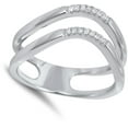 thumbnail image 4 of Clear Cubic Zirconia Bar Wire Open Ring .925 Sterling Silver Band White Jewelry Female Male Size 5, 4 of 4