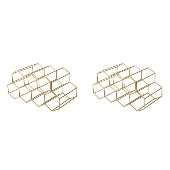 2X Estantes para vino Estante para vino de encimera, Soporte para botellas de vino, Estante para vino pequeño independiente para piso, Soportes para vino dorados