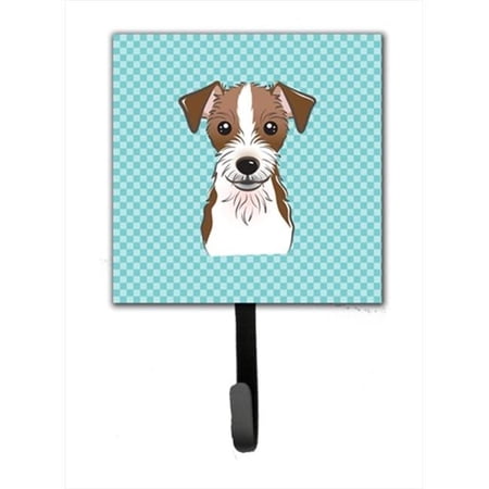 Checkerboard Blue Jack Russell Terrier Leash Or Key Holder