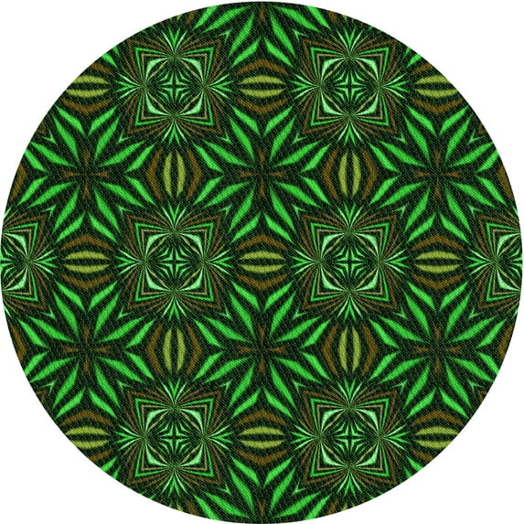 Ahgly Company Machine Washable Indoor Round Transitional Night Black Area Rugs, 8' Round
