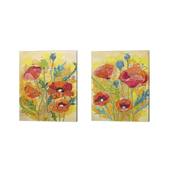 Metaverse Elizabeth St. Hilaire 'Poppy Collage' Canvas Art (Set of 2)