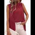thumbnail image 3 of Camisetas Sin Mangas Informales de Negocios para Mujer, Atuendos de Verano Sin Mangas, Camisas de Trabajo Elegantes y de Moda de 2025. Rojo XXL, 3 of 8