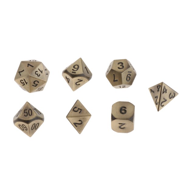 Juego De 7 Dados Poliédricos De Metal Para D&D Y Juegos De Rol | Incluye D4, D6, D8, D10, D12, D20 Y D% | Regalo Perfecto Para Jugadores De Mazmorras Y Dragones