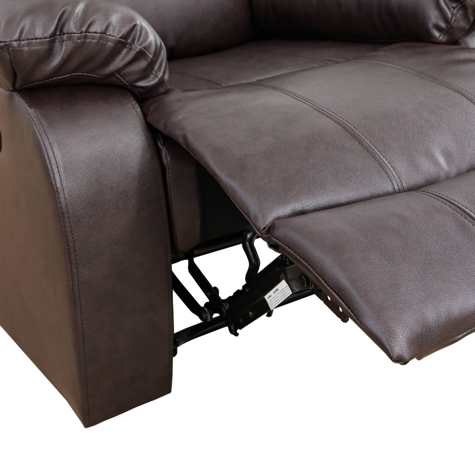 TrumanPick Manual Recliner Sofa Chair, Overstuffed 3 Seat reclining Armchair Home Theater Sofa Recliner for Living Room, Brown