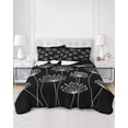 thumbnail image 2 of Quilt King Size Bedding Set, Spring Dandelion Reversible Summer Quilt 3 Pieces, Modern Country Flower Black White Lightweight Bedspreads Coverlets with 2 Pillow Shams for All Seasons, 2 of 5