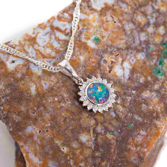 POP FLASH STERLING SILVER AUSTRALIAN BLACK OPAL NECKLACE
