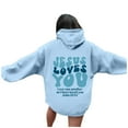 thumbnail image 3 of Christian Hoodies for Women 2025 Jesus Loves You Y2K Graphic Hoodie with Pockets Hooded Sweatshirt Women Pullover, 3 of 8