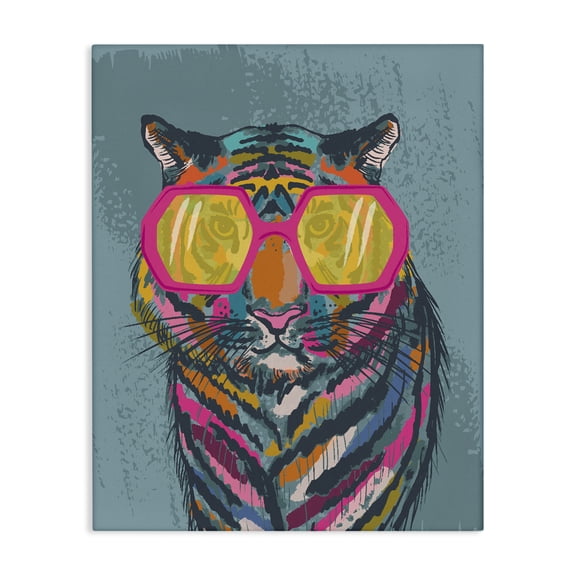 Stupell Industries Contemporary Bright Fashion Tiger Canvas Art, 16 x 20, by Lisa Perry Whitebutton