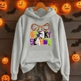 thumbnail image 2 of Fall Hoodies Women Halloween Hoodies Pullover Sweatshirt Long Sleeve Streetwear Womens Sweatshirts Trendy Light Gray XXL, 2 of 4