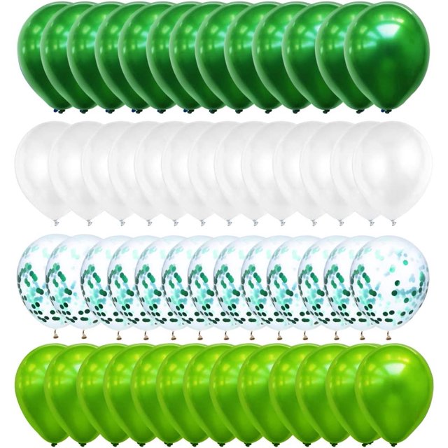 RV Globos de látex blanco verde, 60 piezas Globo verde oscuro, Globos de confeti, Globo de cumpleaños, para ceremonia Cumpleaños Boda Comunión Fiesta Fiesta Selva Niños Niños brillar Electrónica