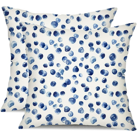 Outdoor Pillow Covers 18x18 Inch Set of 2 Blue Polka Dot Decor Waterproof Throw Pillow Covers Farmhouse Outdoor Waterproof Pillow Covers Decor for Patio Funiture Garden Sofa Couch