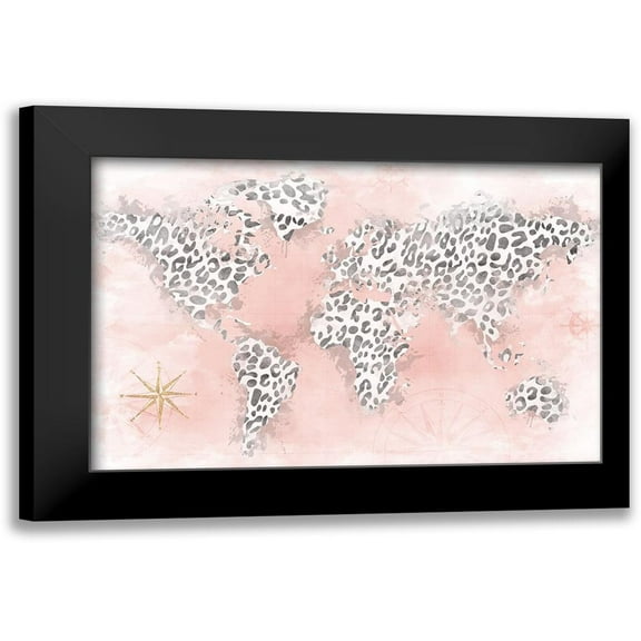 Carpentieri, Natalie 14x11 Black Modern Framed Museum Art Print Titled - Pink Cheetah Map