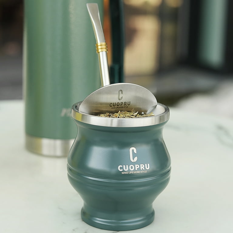 CUOPRU Yerba Mate Cup, Double Walled Stainless Steel, Ergonomic